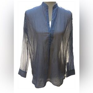 Vince blouse blk/white stripe button down cool casual street wear fashion XS